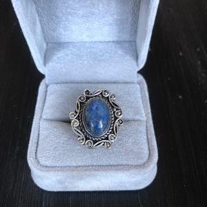 Vintage Sodalite Framed Silver Ring